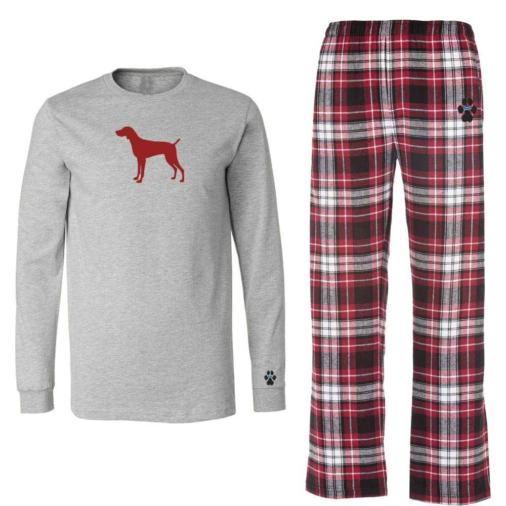 Men's Weimaraner Print Flannel Pajama Set - Soft & Warm Plaid Sleepwear for Cozy Nights at Home or Lounging