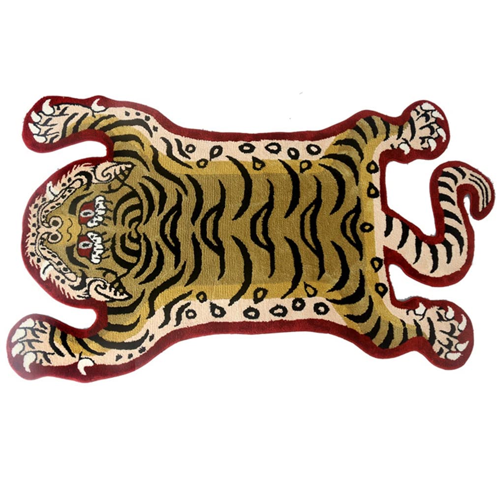 LIKETN Faux Animal Fur Rug - Tiger & Leopard Print Washable Area Rug for Living Room, Bedroom, Bathroom - Modern Abstract Home Decor Carpet Runner (35.5