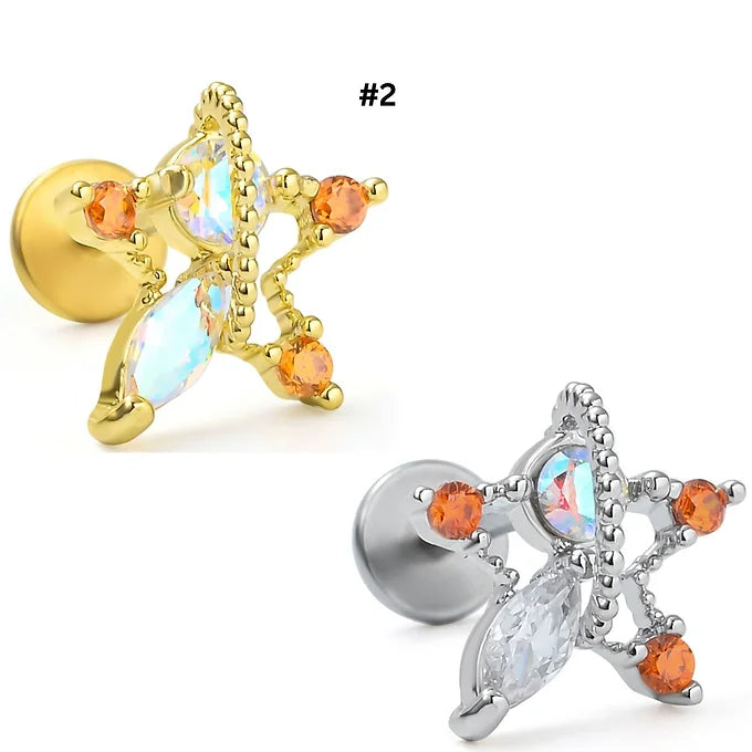 20G Surgical Steel Cartilage Earrings - Star & Moon Studs for Helix, Tragus, Conch Piercing | Hypoallergenic Body Jewelry for Women & Men | Perfect for Everyday Wear & Special Occasions