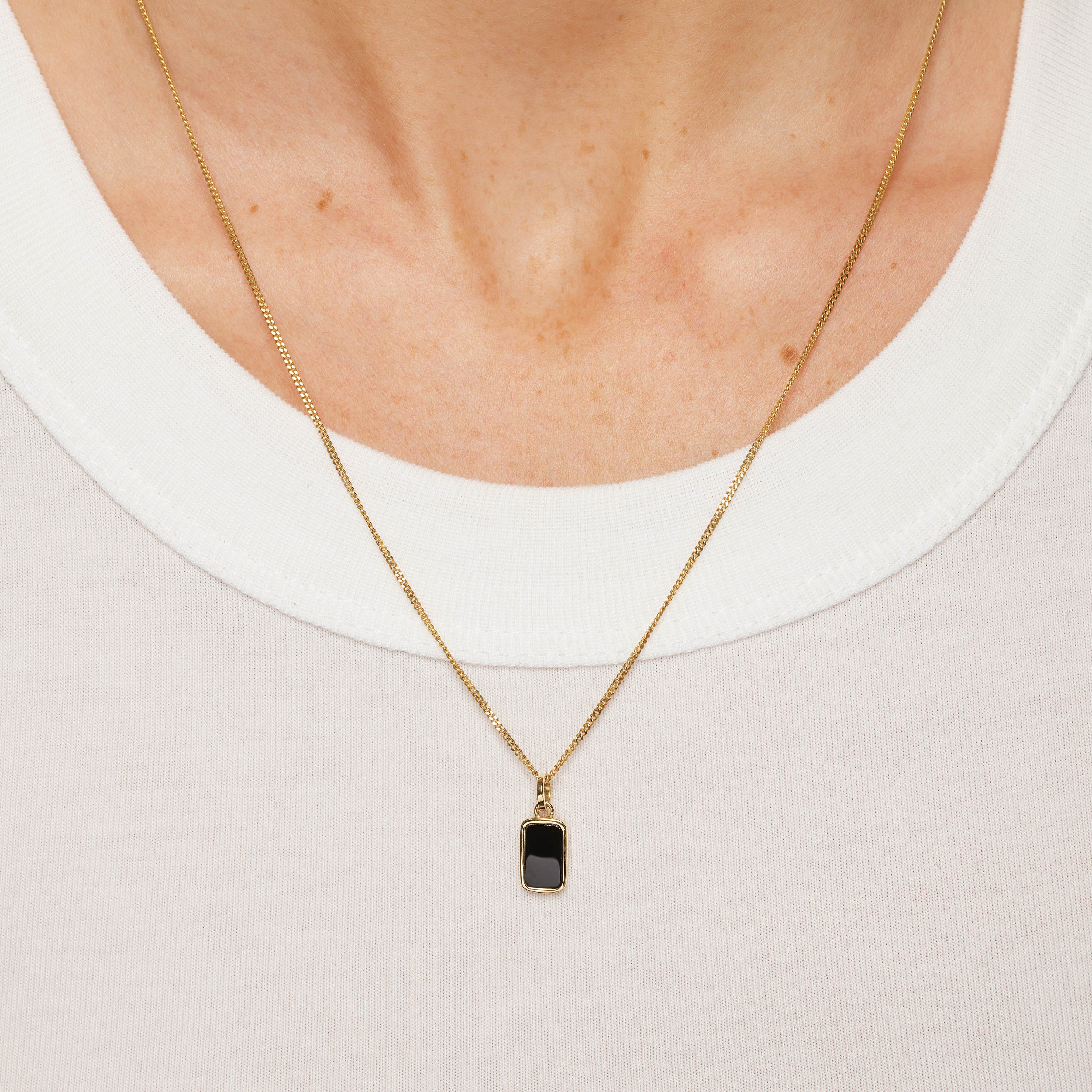 Elegant Micro Black Onyx Unisex Gold Pendant Necklace - Perfect for Gifts, Weddings & Everyday Wear