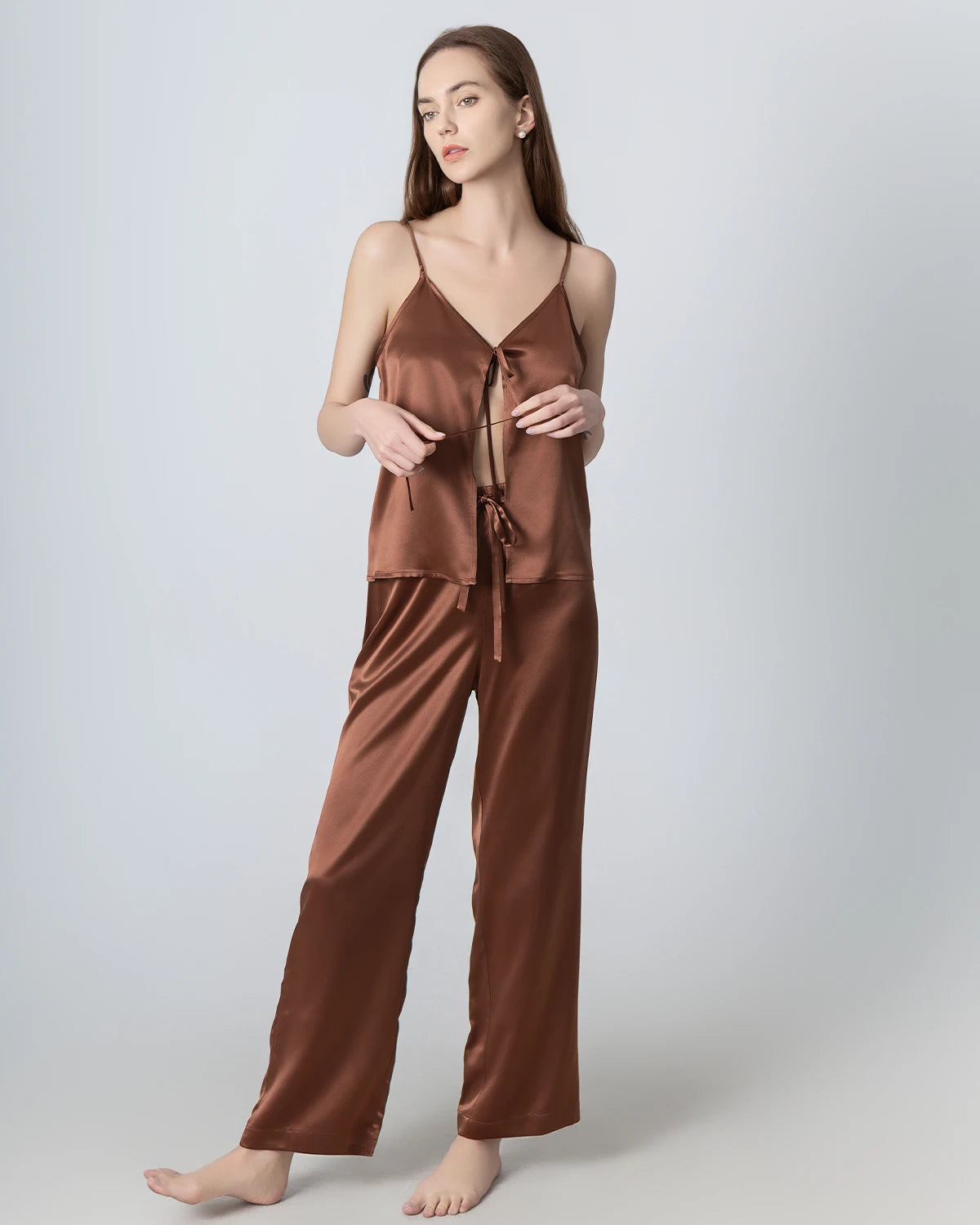 Silk V-Neck Camisole Pajama Set for Women - Soft & Comfortable Sleepwear for Nightwear, Loungewear, and Relaxation at Home