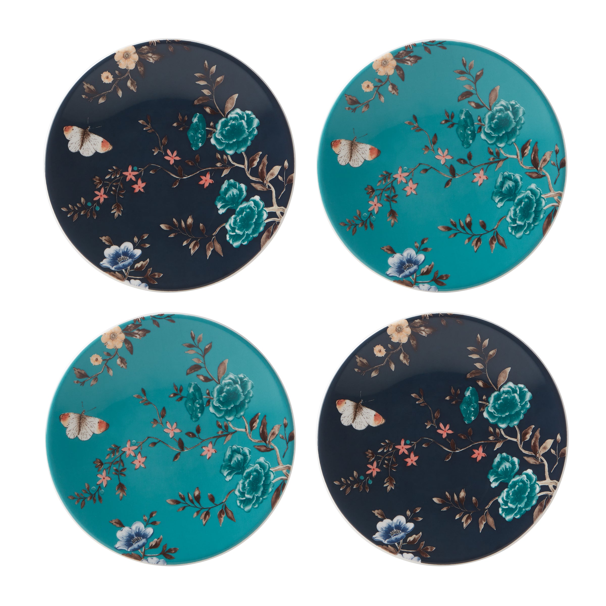 Sprig & Vine Tidbit Plates Set of 4 - Small Appetizer Dishes for Entertaining, Snacks, and Party Serving - Perfect for Charcuterie, Cheese, and Finger Foods