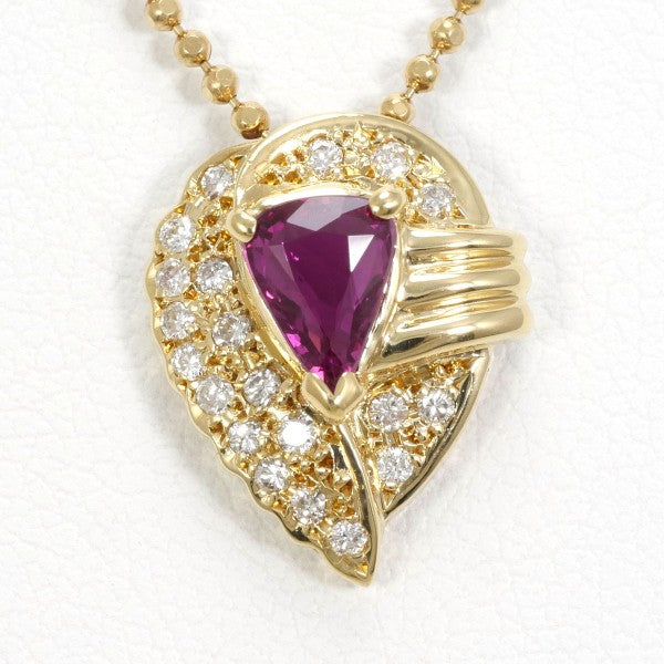 18K Yellow Gold Ruby and Diamond Necklace for Women - Elegant Pendant Jewelry Gift for Anniversary, Valentine's Day & Special Occasions