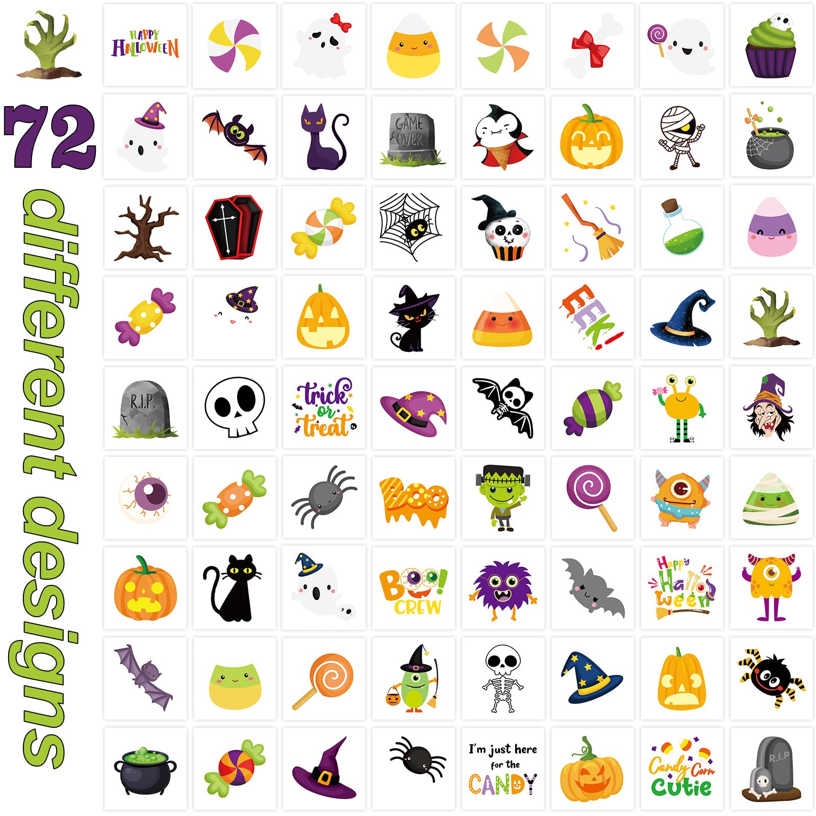 144 Pcs Halloween Temporary Tattoos for Kids - Bulk Halloween Party Favors, Goody Bag Stuffers & Party Supplies (Perfect for Trick-or-Treating, Costume Parties & Classroom Activities)