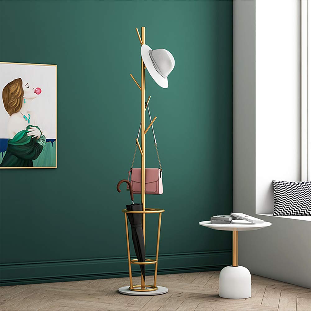 Free Standing Coat Rack with Umbrella Stand - 6 Hooks Entryway Organizer for Jackets, Hats, Handbags & Accessories (170cm Tall) - Perfect for Hallway, Foyer & Home Entry Organization