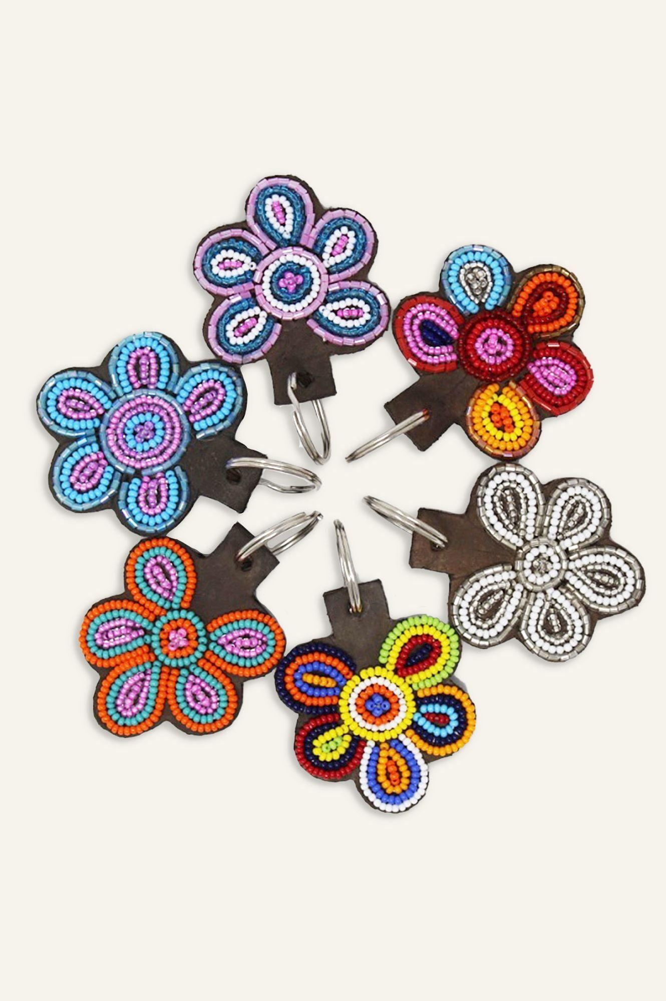 Pink White Orange Flower Keychain - Cute Floral Keyring for Women & Girls - Perfect for Keys, Bags, and Gifts
