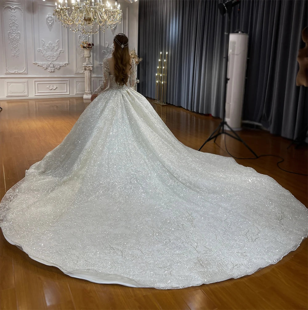 Elegant Ball Gown Wedding Dress for Brides 2025 - Lace Detailing & Flowy Skirt | Perfect for Church Ceremonies, Formal Receptions & Bridal Portraits