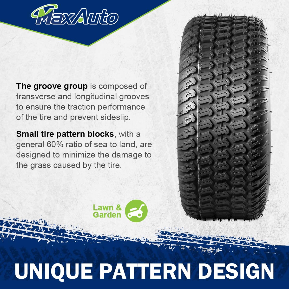 MaxAuto 18X6.50-8 Turf Saver Lawn Mower & Golf Cart Tires - 4PR Heavy Duty Set of 2 - Perfect for Lawn Care, Golf Courses & Commercial Turf Maintenance