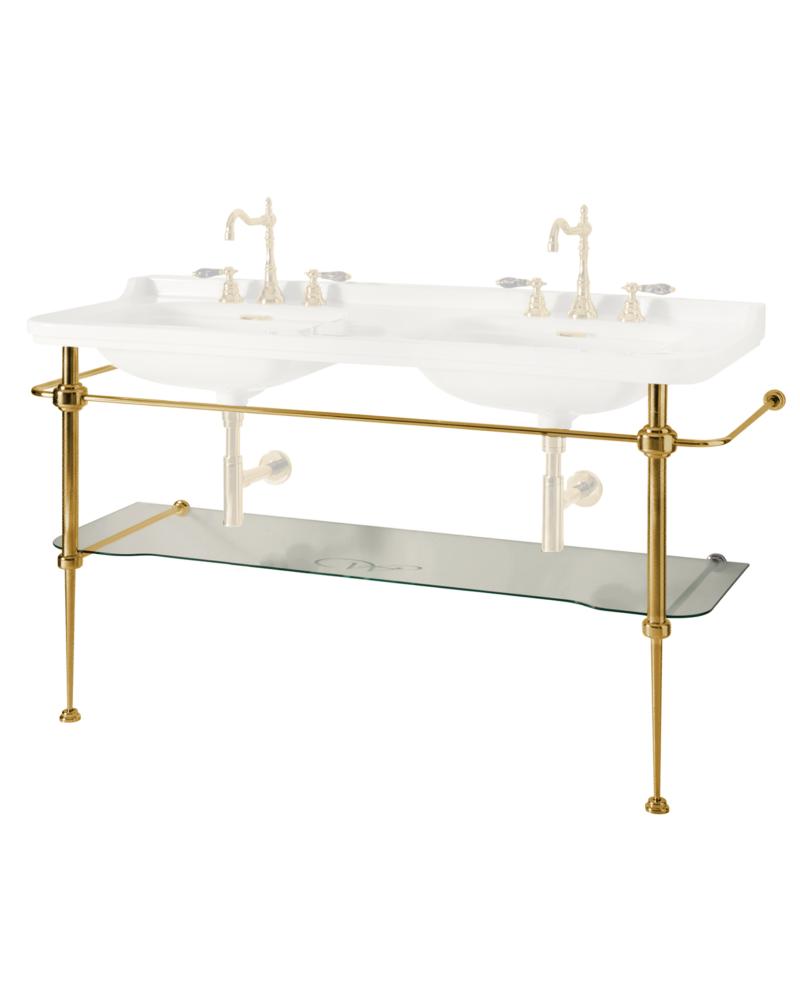 Art Deco Glass Shelf Brass Stand 158 cm - Elegant Display for Home Decor, Living Room, or Office