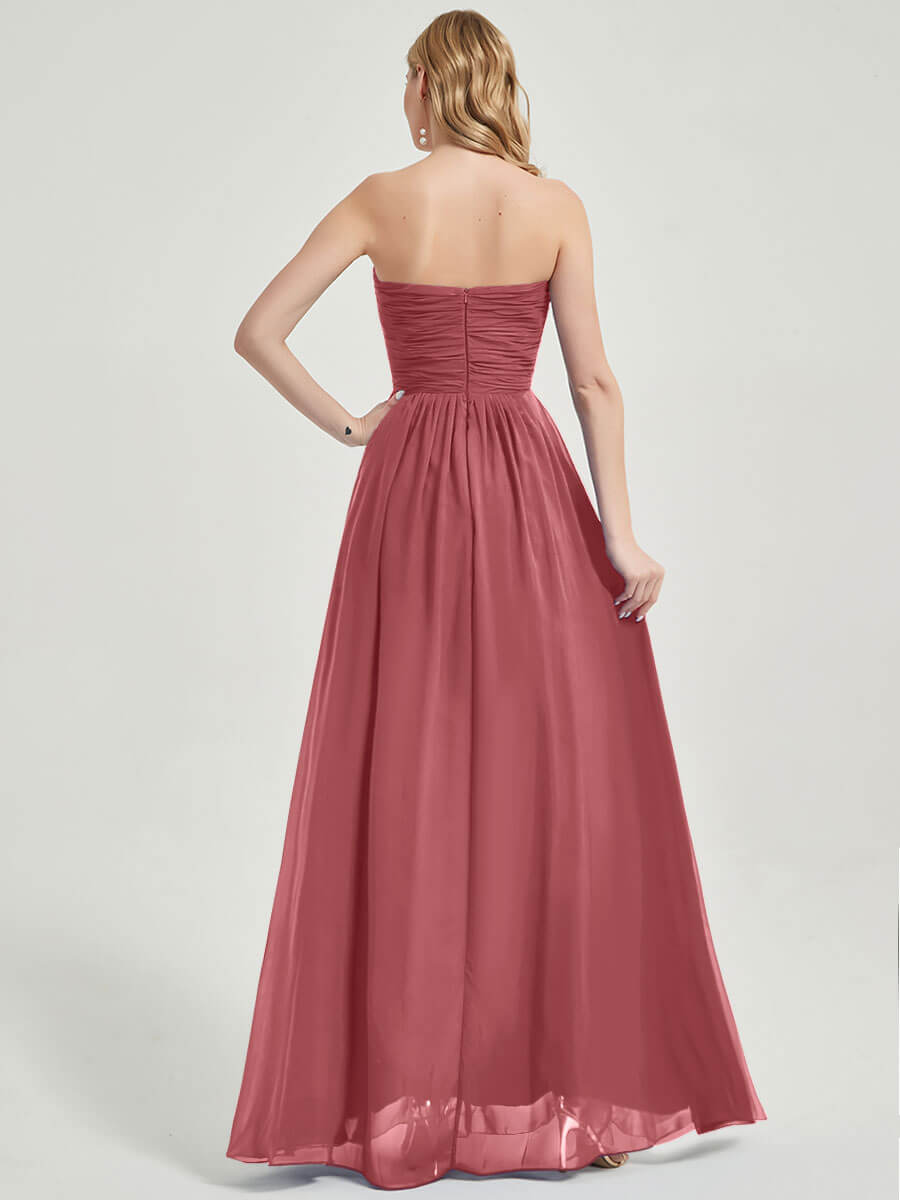 Elegant Desert Rose Sweetheart Strapless Chiffon Maternity Bridesmaid Dress - Perfect for Weddings, Baby Showers & Special Occasions