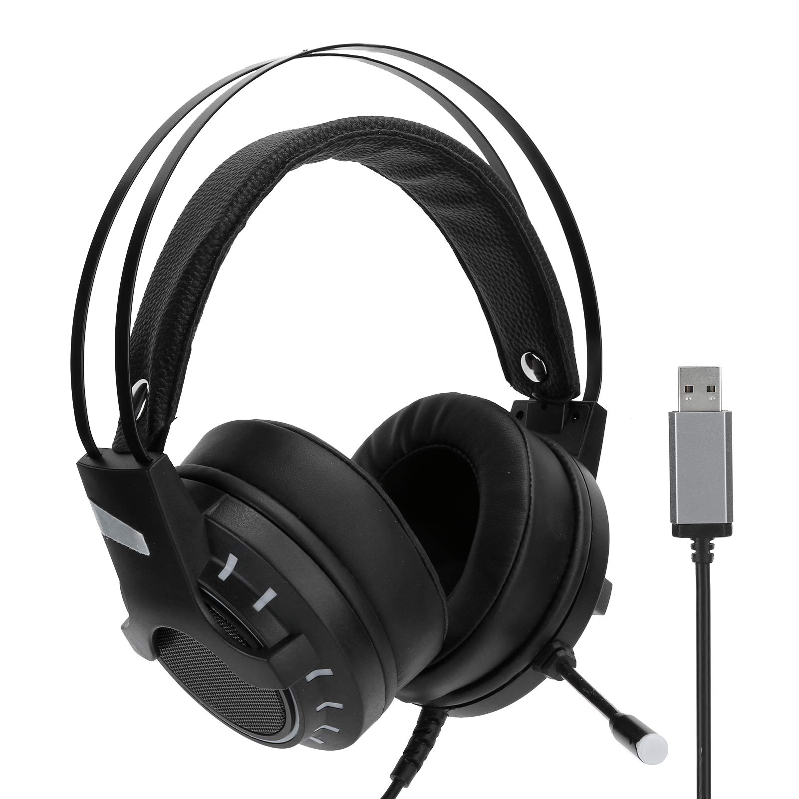 Cuifati Wired Gaming Headset with Microphone & LED Lights - 7.1 Surround Sound, Noise Canceling Mic, Stereo Headphones for PC, PS4, Xbox - Perfect for Competitive Gaming & Online Streaming