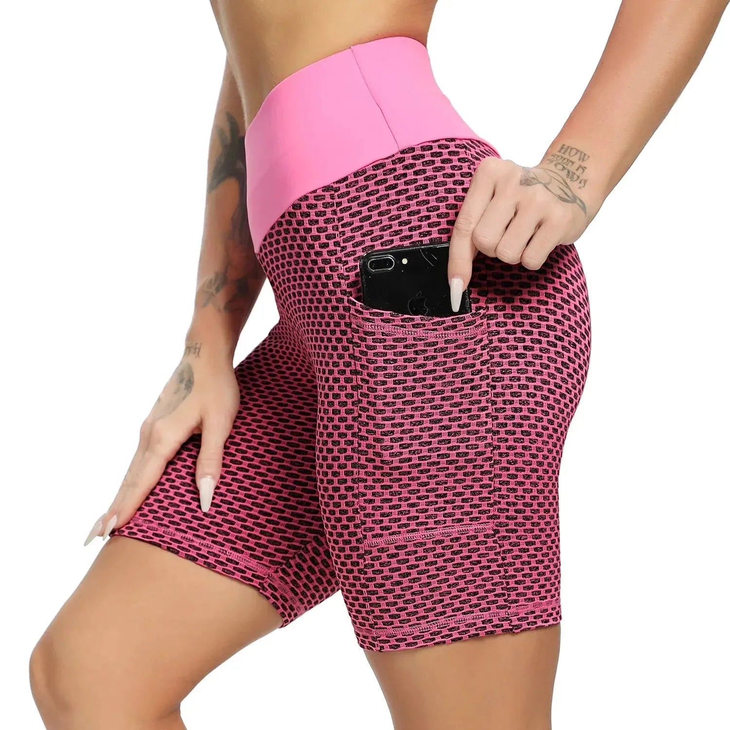High Waist Seamless Yoga Shorts for Women - Tummy Control Workout Shorts with Pockets, Elastic Running & Gym Shorts - Perfect for Yoga, Fitness, Running & Lounge Wear