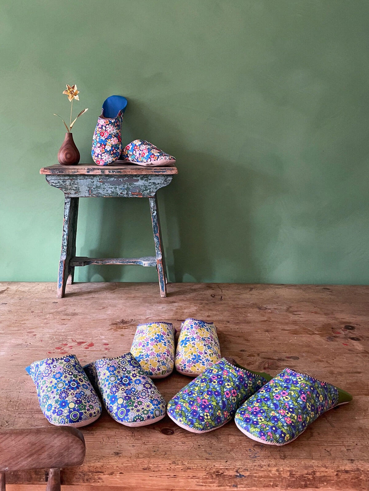 Liberty Print Babouche Slippers - Westbourne Posy Floral Moroccan House Shoes for Women | Comfortable Indoor & Outdoor Slides | Perfect for Home, Lounge, and Beach Wear