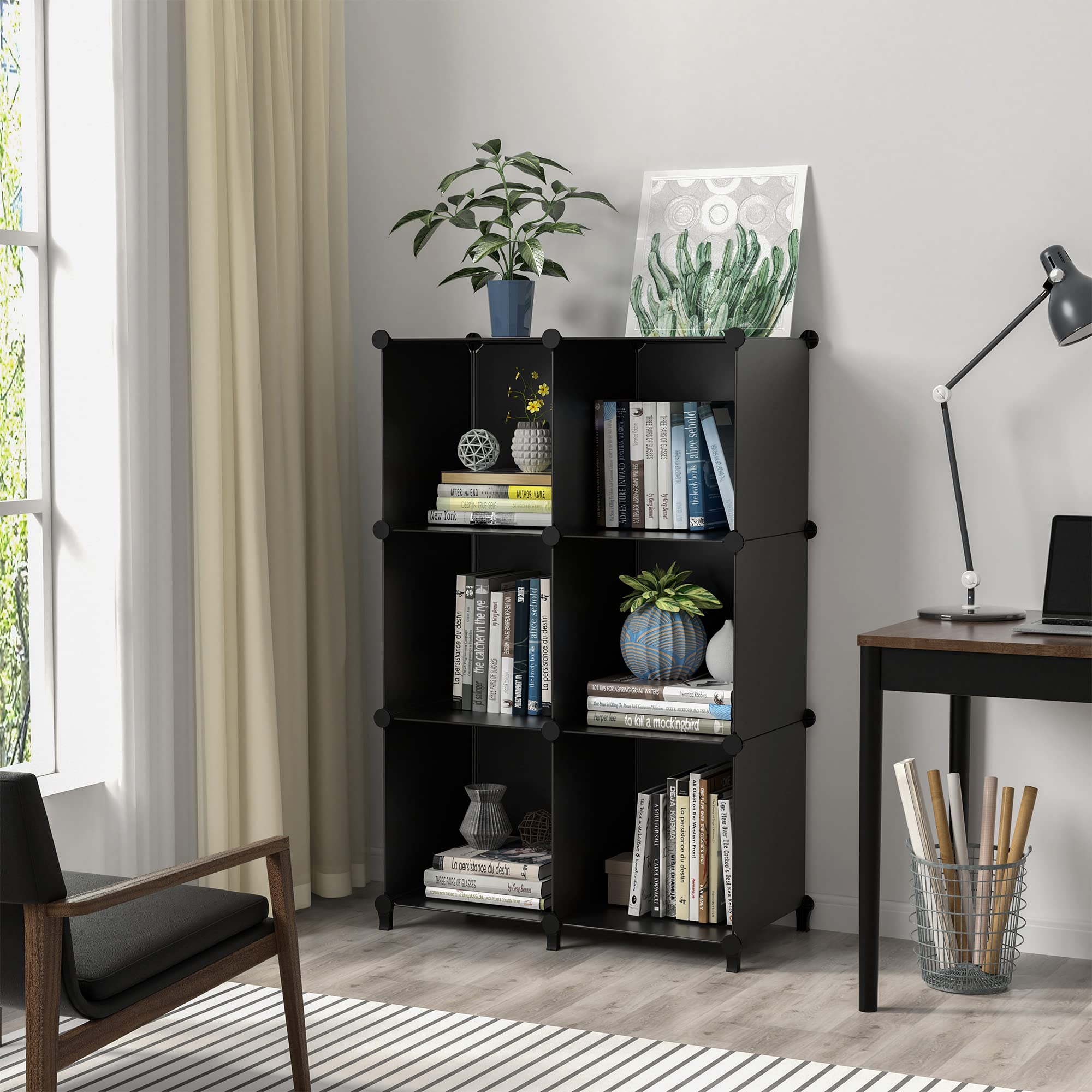 HOMIDEC 6-Cube Bookcase Storage Shelf - DIY Organizer for Books, Toys, Clothes & Crochet Yarn | Perfect for Living Room, Bedroom, Nursery & Craft Room Organization