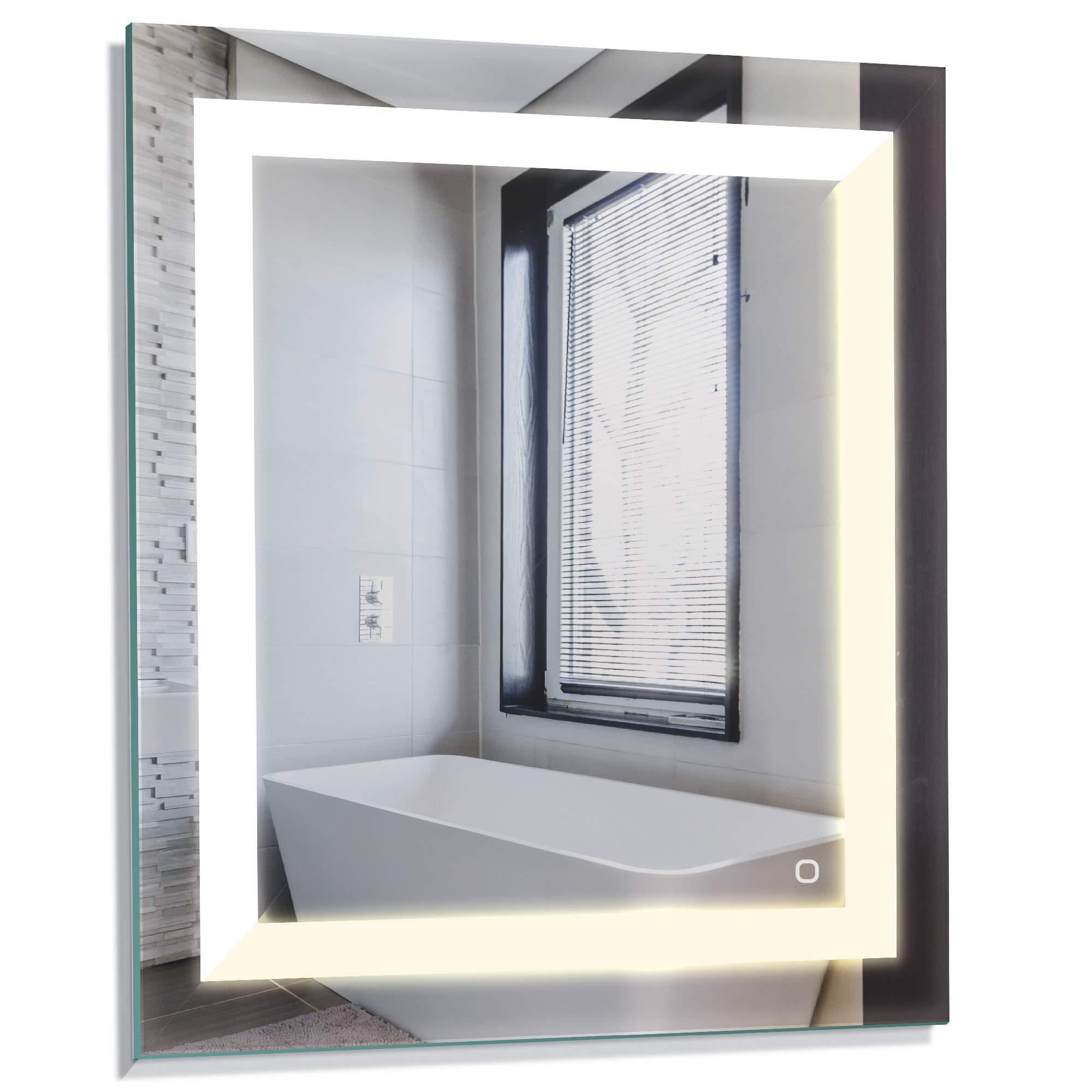 Homewerks 100087 24x30 Inch Color Changing LED Bathroom Mirror with Anti-Fog Technology - Soft White & Daylight - Horizontal or Vertical Mount - Perfect for Modern Bathrooms, Vanities & Spa-Like Retreats