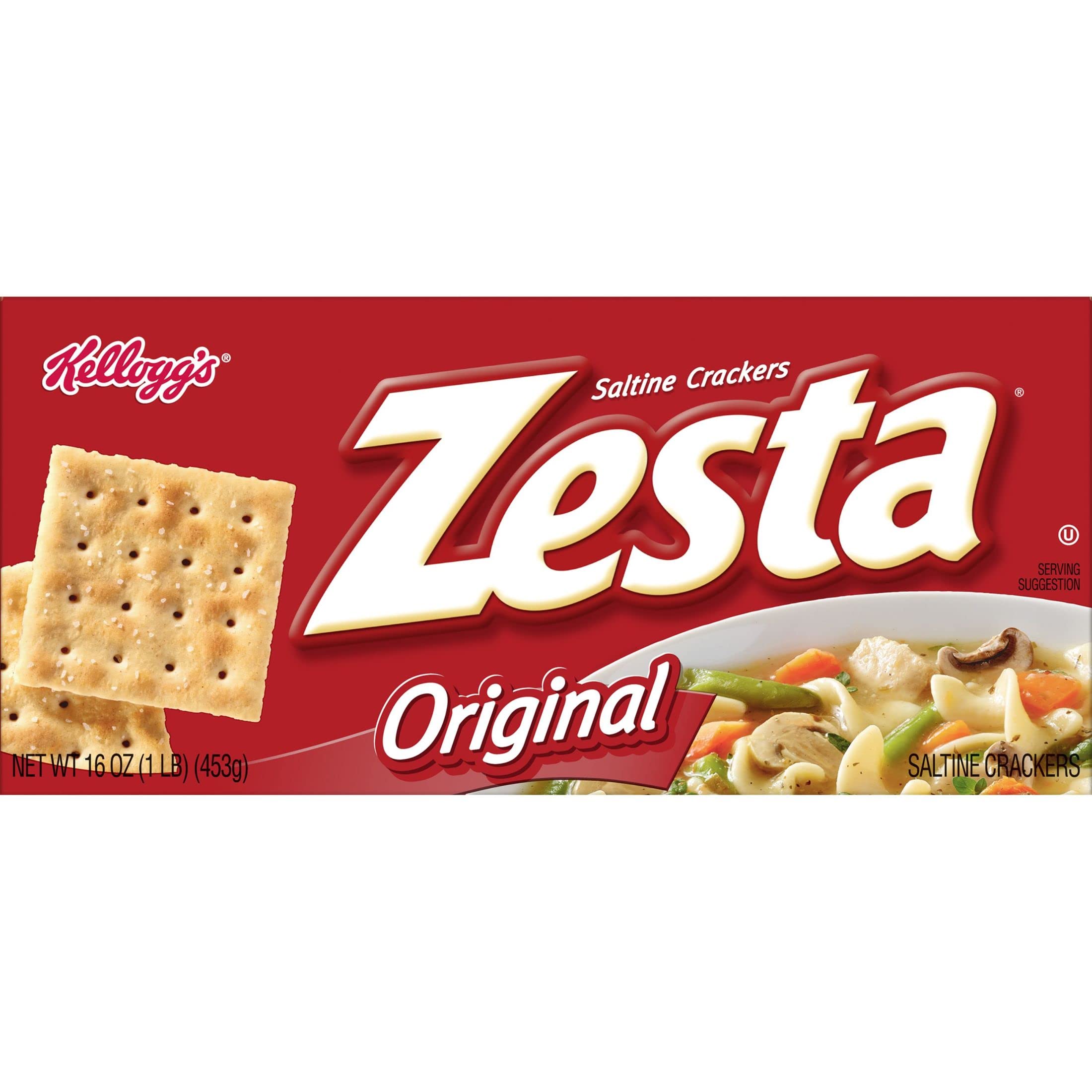 Zesta Original Saltine Crackers 16oz (1 Box) - Perfect for Soup, Lunch Snacks & Party Appetizers