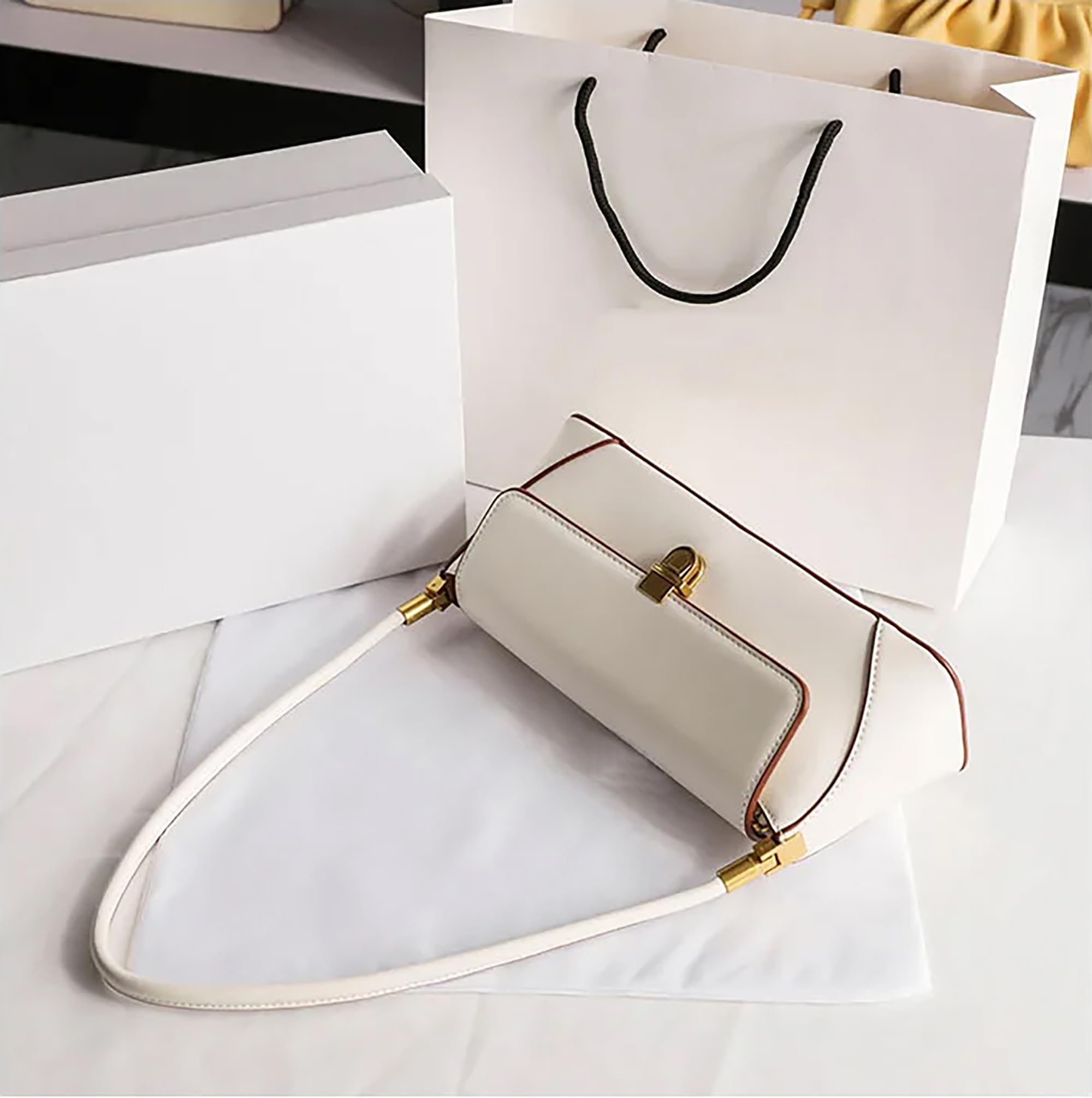 SIBY Women's Leather Clutch Bag - Vintage Retro Shoulder Purse with Wide Adjustable Strap & Metal Lock, Elegant Tote Handbag for Girls & Women | Perfect for Parties, Weddings, Date Nights & Daily Use