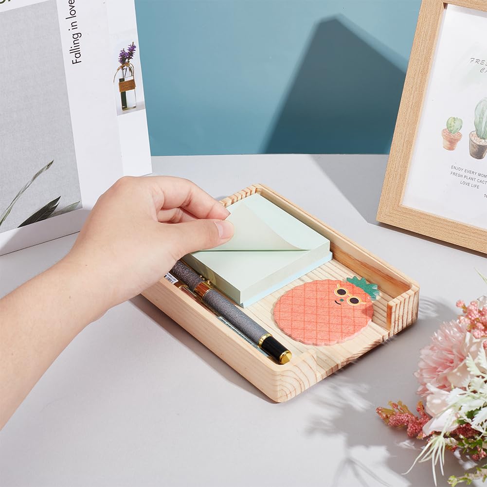 Wooden Sticky Notes Holder - 5.91x4.33 Inch Self-Stick Memo Pad Organizer & Dispenser for Office Desk, Home, School - Perfect for Notes, Reminders, and To-Do Lists
