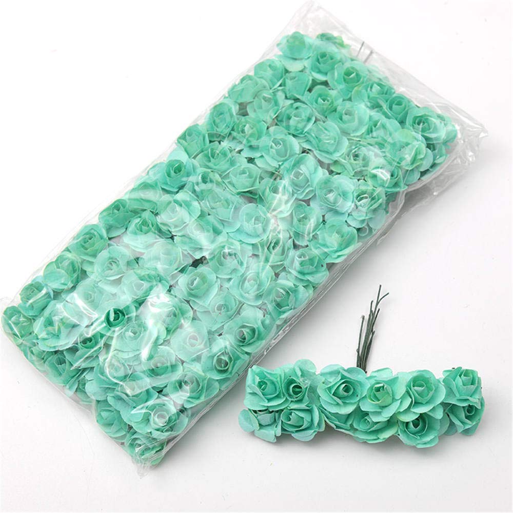 144pcs 3/5 Inch Assorted Colors Mini Paper Flowers - Bulk Artificial Paper Flowers for DIY Crafts, Wedding Decorations, Party Supplies & Home Decoration (Mint Green) - Perfect for Scrapbooking, Gift Wrapping & Table Centerpieces