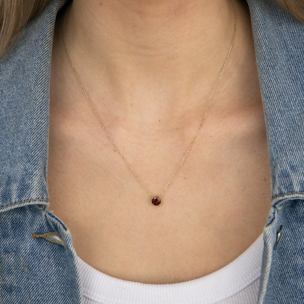1 Carat Genuine Red Garnet Pendant Necklace with 45cm 9K Yellow Gold Chain - Perfect for Valentine's Day Gifts & Anniversary Jewelry