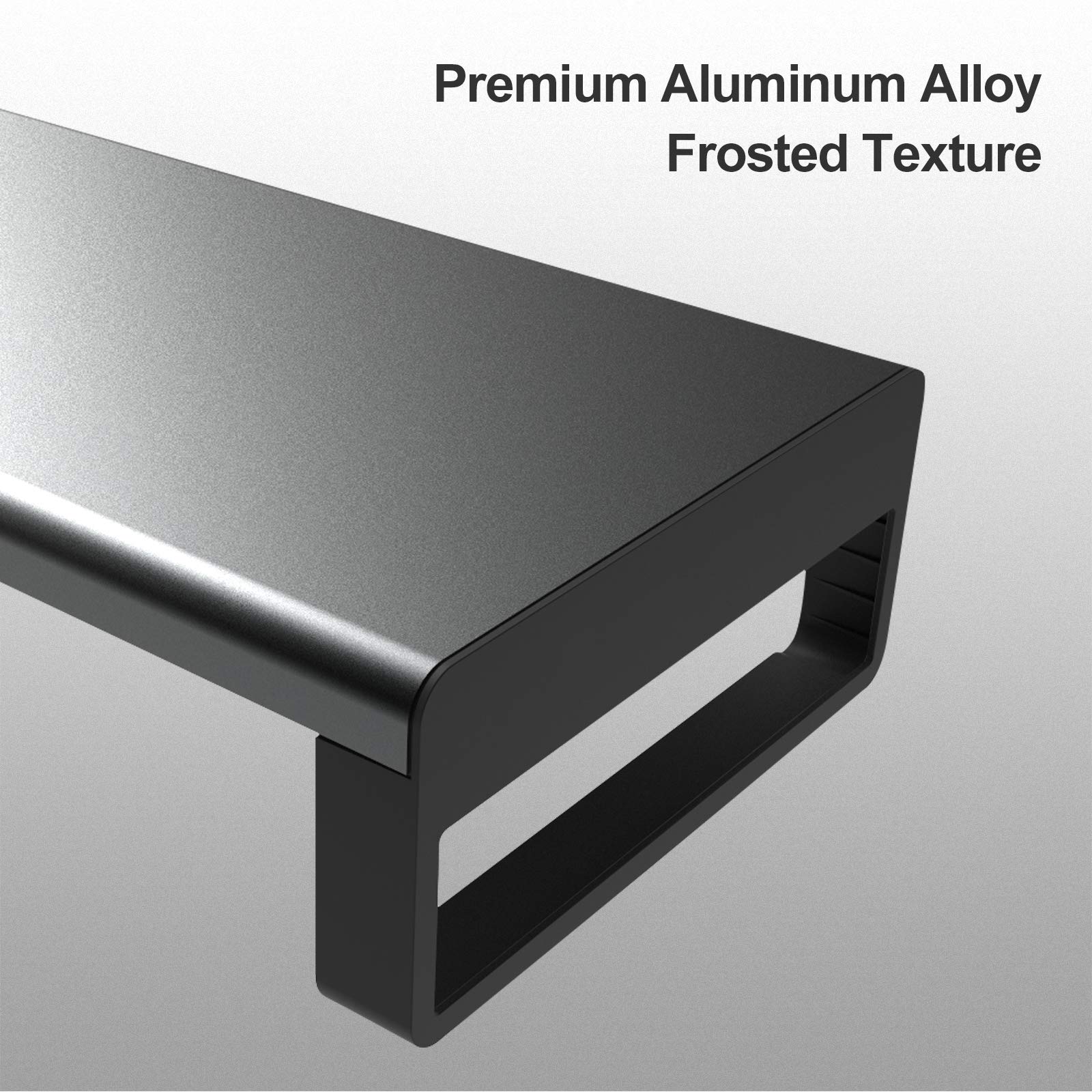 VAYDEER Dual Aluminum Monitor Stand Riser - Heavy Duty & Sturdy Laptop/Computer/TV/Printer Stand with Cable Management - Perfect for Home Office, Gaming Setup & Workspace Organization