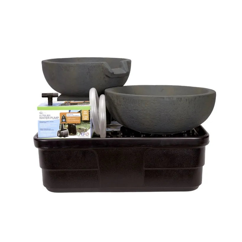 Iron Ore Spillway Bowl & Basin Fountain Kit - 49/52cm Dia Outdoor Garden Water Feature for Patio, Yard, and Landscape Decor