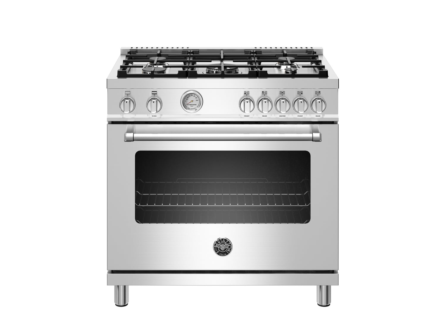 Bertazzoni MAST365GASXE 36 Inch Professional Gas Range with 5 Sealed Burners - Stainless Steel Built-In Oven for Home Kitchen & Restaurant Cooking