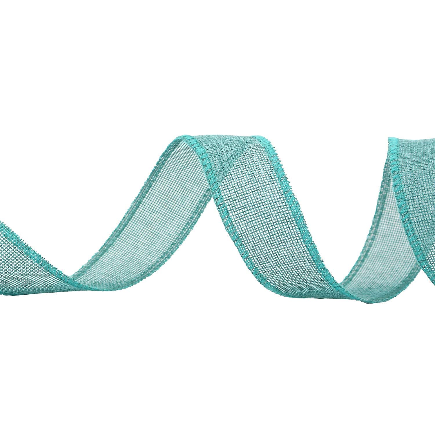 Teal Wired Burlap Ribbon - 1.5 Inch for Wreaths, Gifts & Decor