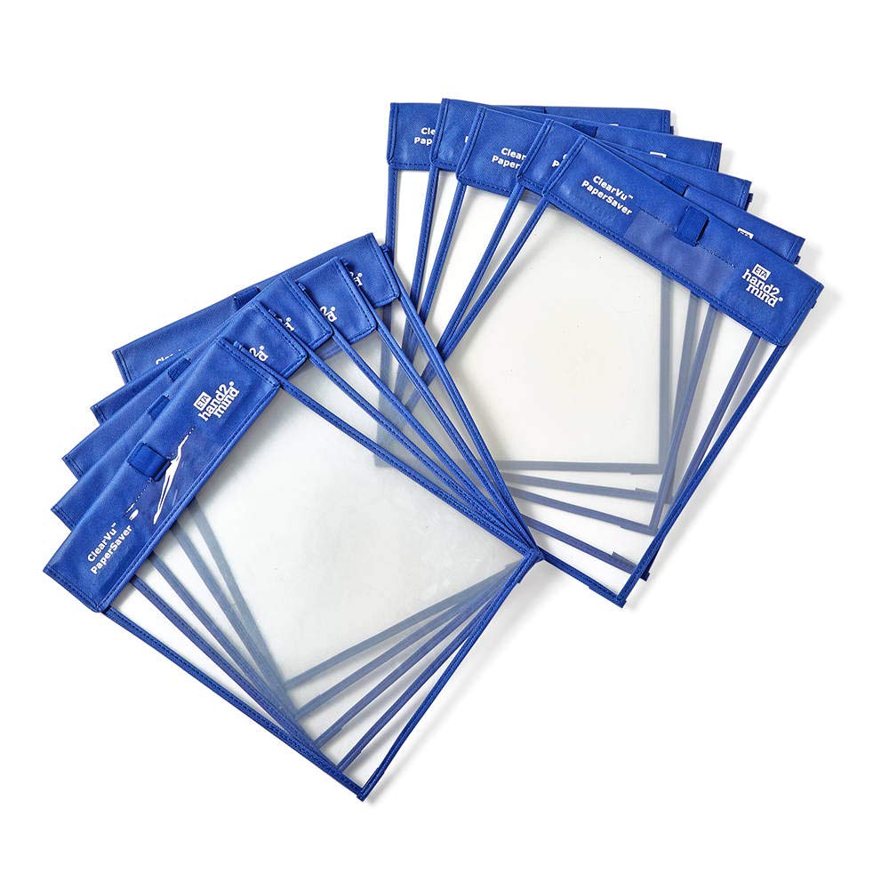 hand2mind Reusable Heavy Duty Clear-Vu Dry Erase Pockets - 10 Pack for Classroom, Office & Home | Teacher & Student Supplies for Whiteboard Practice, Homework, Presentations & Organization