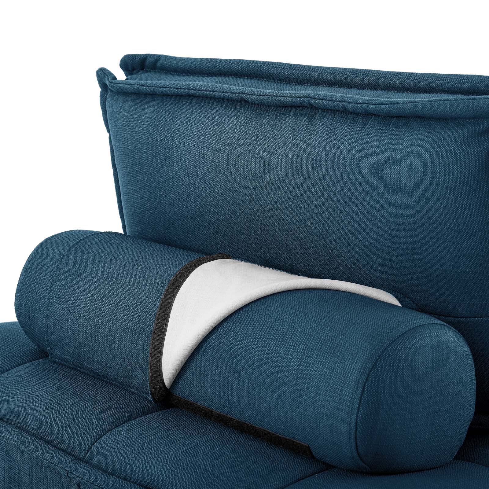 Modway Saunter 5-Piece Sectional Sofa in Azure Blue - Modern L-Shaped Couch Set for Living Room, Lounge & Family Room Comfortable Seating