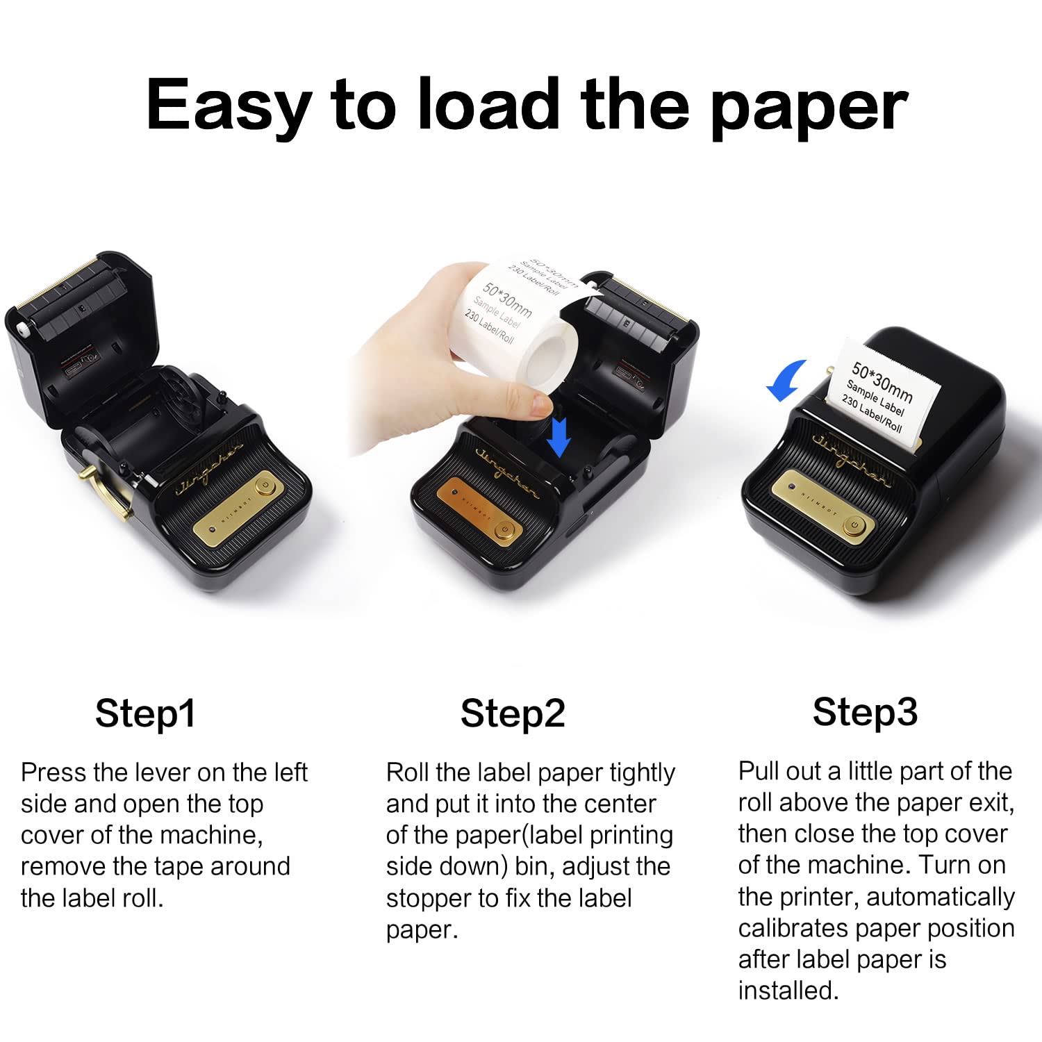 Portable Bluetooth Thermal Barcode Label Printer - Mini Label Maker for Office, Retail, Cable & Barcode Labeling | Compatible with Android & iOS | Includes 50×30mm Labels (Black) | Perfect for Shipping, Inventory & Small Business Organization
