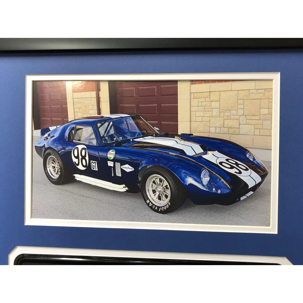 Carroll Shelby Framed Movie Prop Plate - Ford vs Ferrari Cobra Daytona Coupe Photo - Perfect for Racing Fans, Home Theater Decor & Man Cave Wall Art