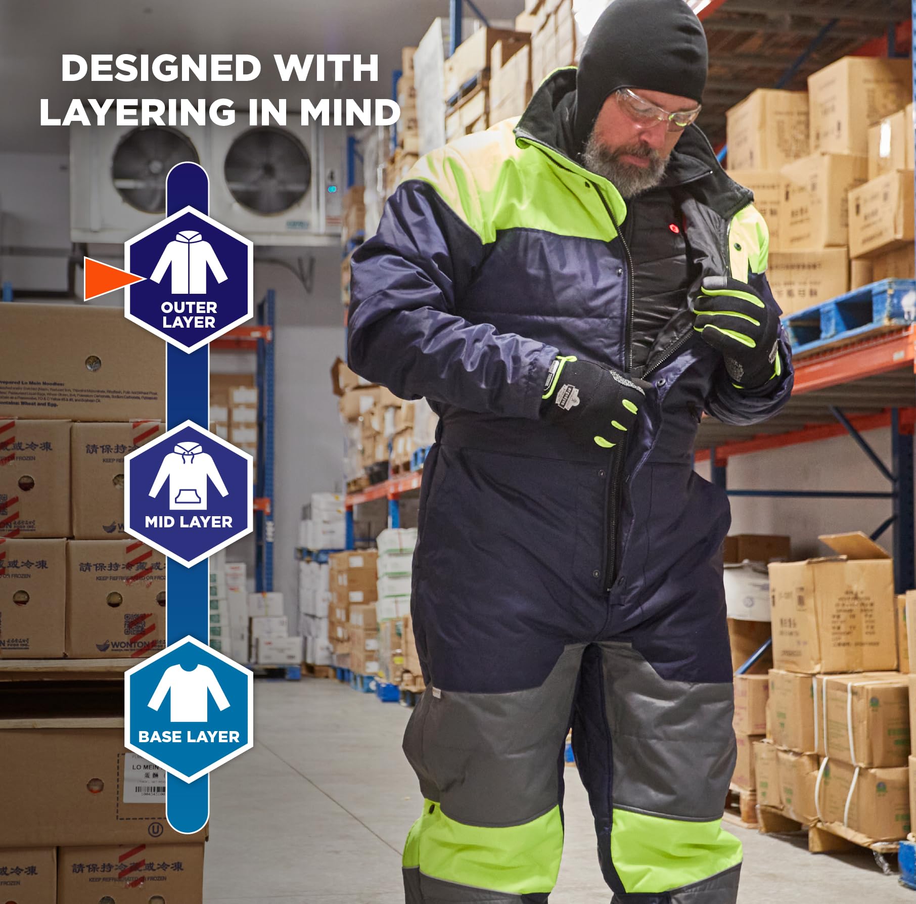Ergodyne Unisex Adult Insulated Freezer Coveralls - Heavy Duty Workwear for Cold Storage, Food Processing & Winter Outdoor Jobs