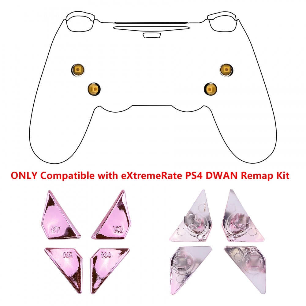 eXtremeRate Chrome Pink Glossy Replacement Back Buttons for PS4 Controller - K1 K2 K3 K4 Paddles Compatible with eXtremeRate Remap Kit (P4GZ023) - Perfect for Gaming, Custom Controller Setup & Enhanced Gameplay Performance