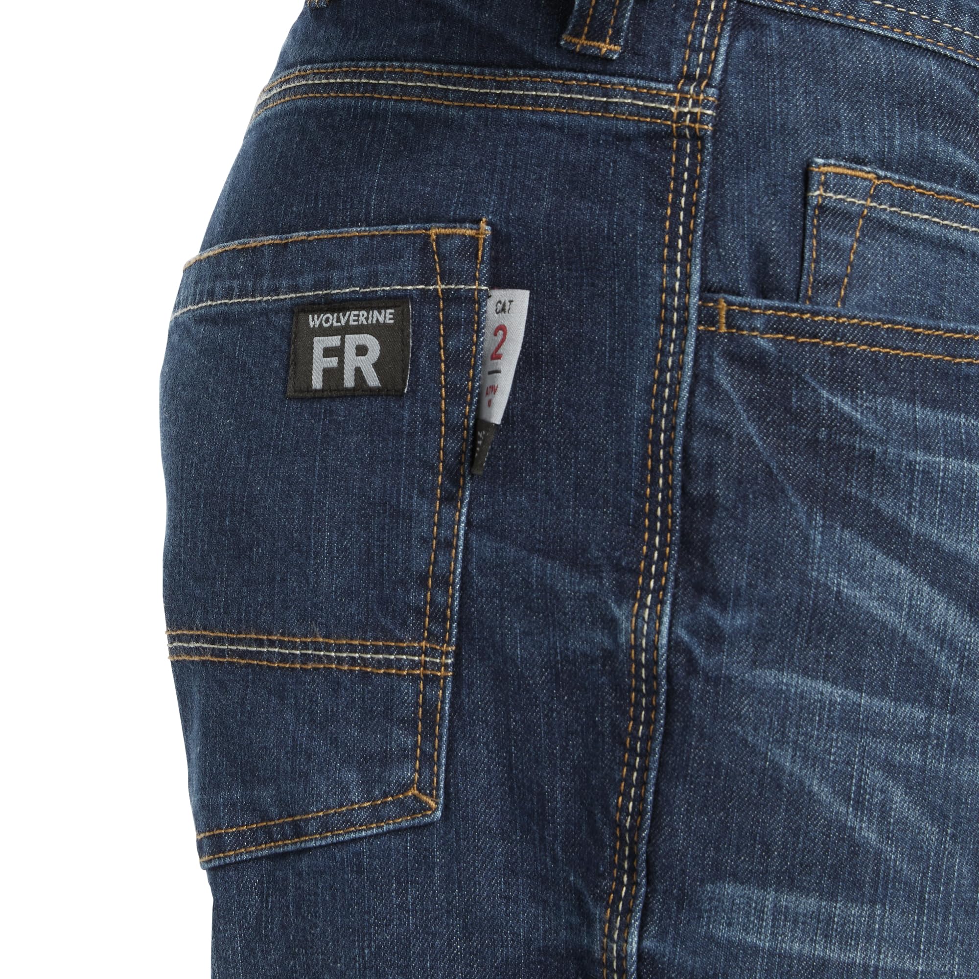 Wolverine Men's FR Stretch Denim Jeans - Comfortable & Durable Work Pants for Construction, Farming & Outdoor Activities