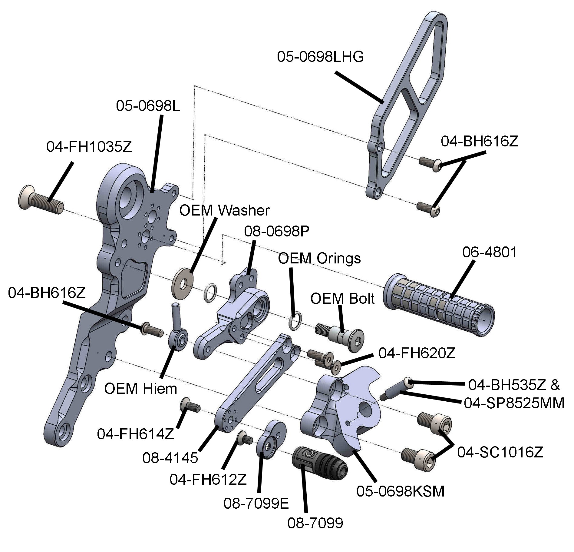 Ducati Hypermotard 698 Mono Rearset Kit - Standard Shift | High-Performance Motorcycle Foot Pegs | Perfect for Track Racing & Street Riding Upgrades