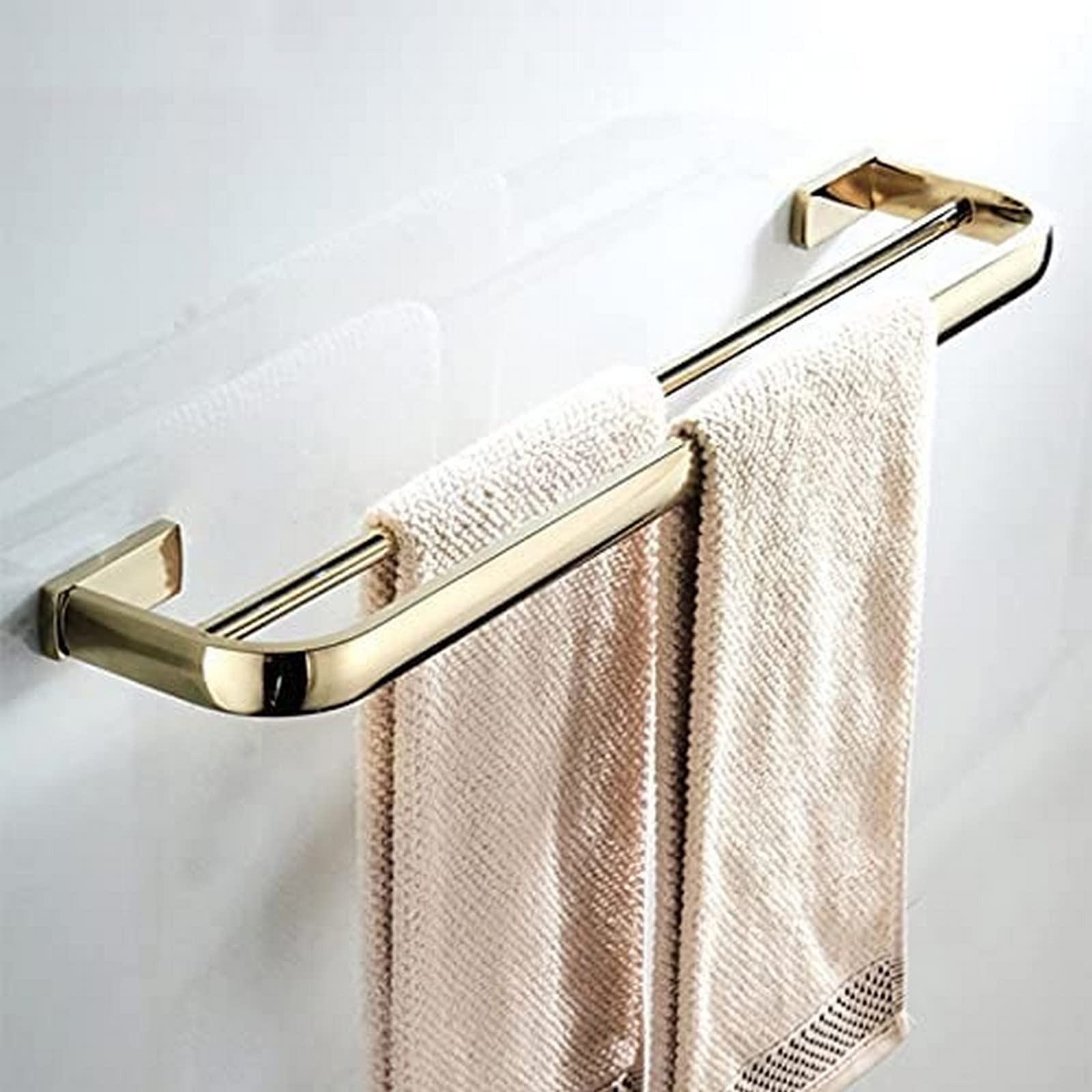 Antique Brass Wall Mounted Double Towel Holder - 57cm Bathroom Towel Rack & Shelf for Kitchen, Bathroom, Hotel Decor (Gold) | Space-Saving Storage Solution for Towels, Robes & Bathroom Essentials