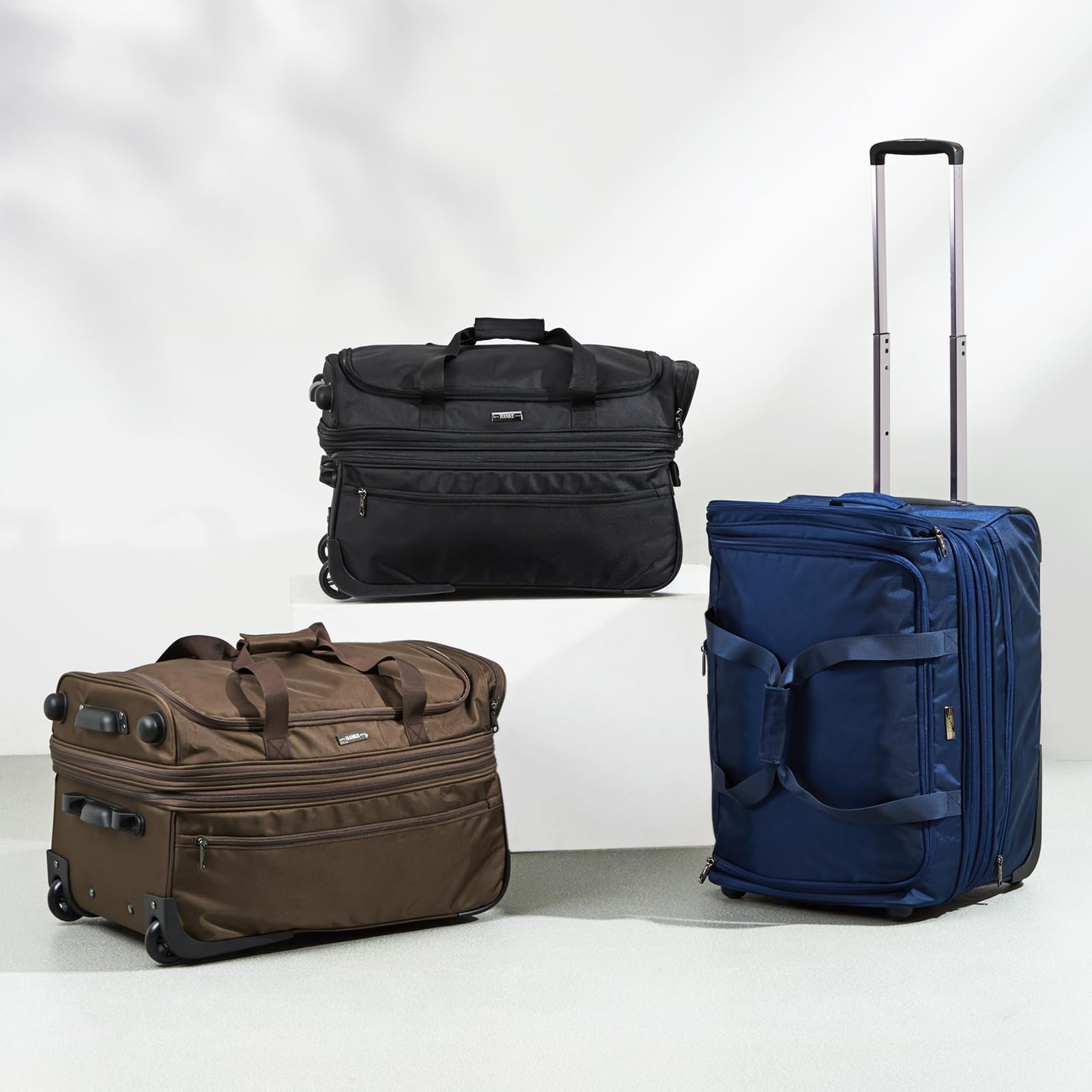 22 Inch Expandable Checked Luggage with Wheels - Foldable Duffle Bag Suitcase for Travel, Weekend Trips | Carry-On & Checked Bag for Women & Men (Coffee Brown) - Perfect for Air Travel, Road Trips & Business Trips