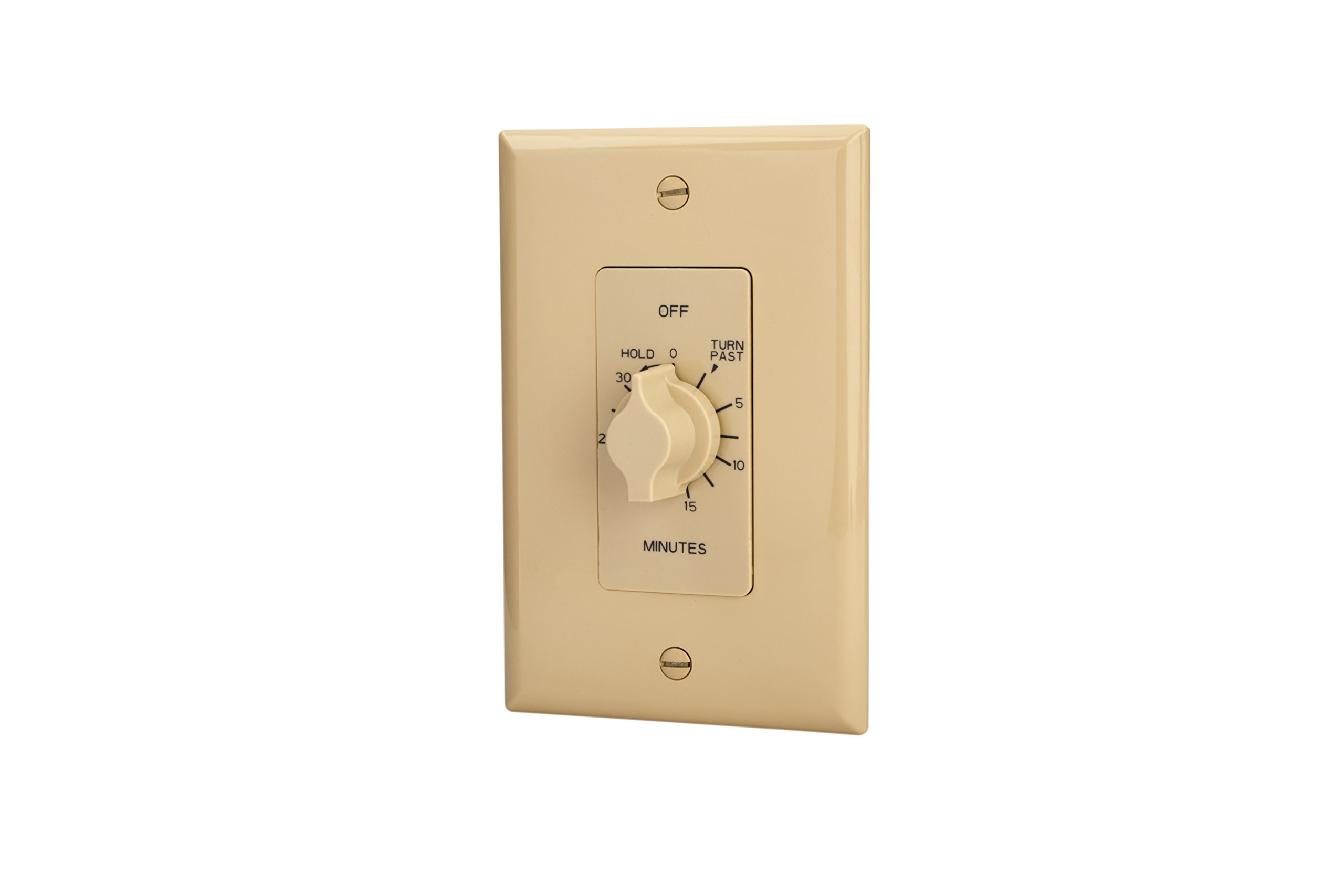Auto-Off In-Wall Springwound Timer Switch with Hold Function - 30 Minute Countdown - Ivory - Perfect for Bathroom Fans, Kitchen Lights & Home Automation