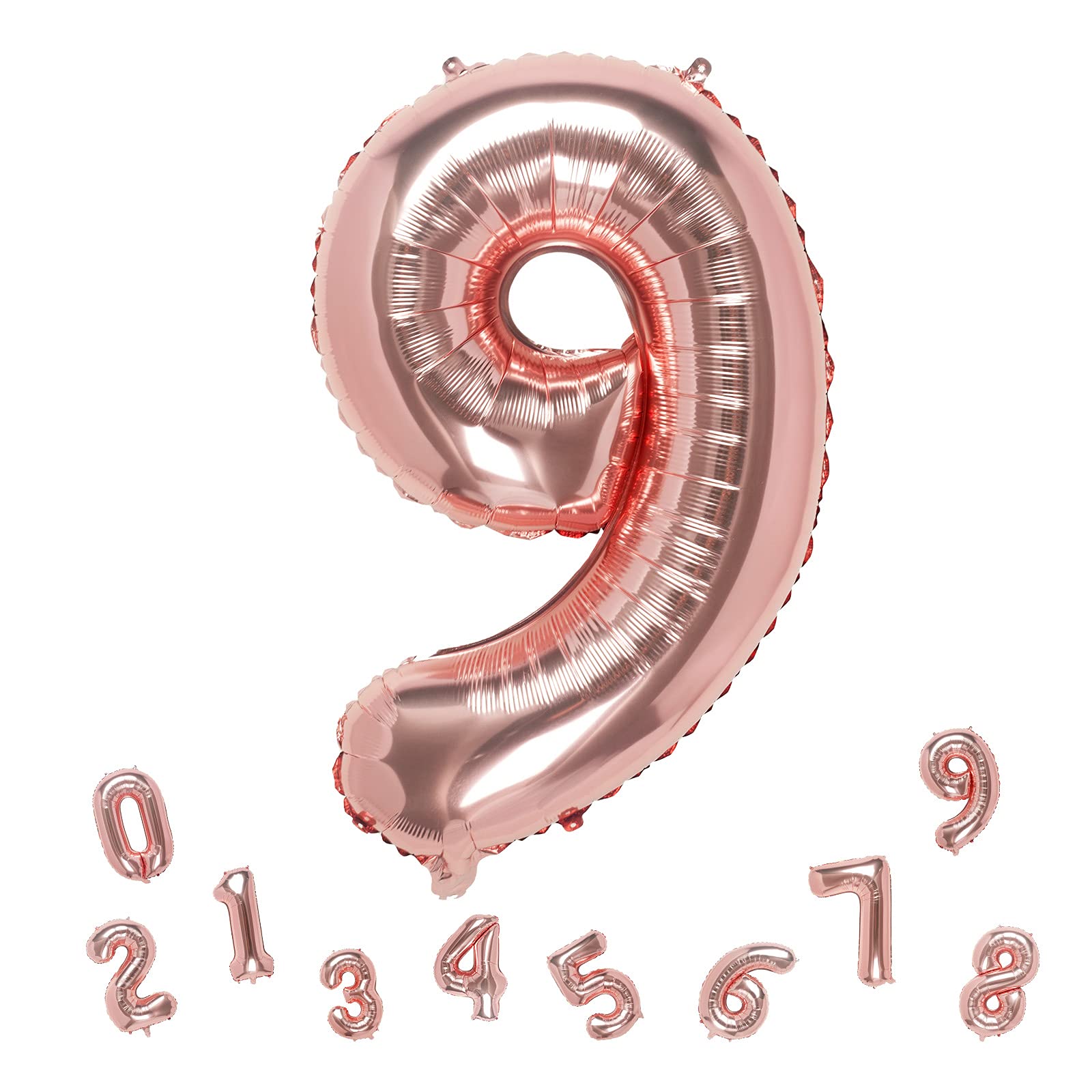 32 Inch Rose Gold Number 9 Foil Balloons - Pack of 1 | Birthday Party Decorations, Anniversary, Graduation, Baby Shower & Special Event Supplies | Metallic Balloon for Photo Backdrops, Ceiling Decor & Party Centerpieces
