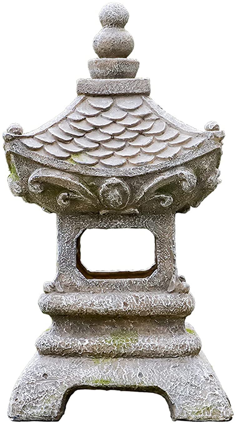 Solar Powered Garden Lights - Retro Resin Pavilion Shaped Outdoor Decor for Zen Garden, Landscape, Balcony & Patio | Waterproof LED Solar Lights for Pathway, Yard & Backyard Decoration