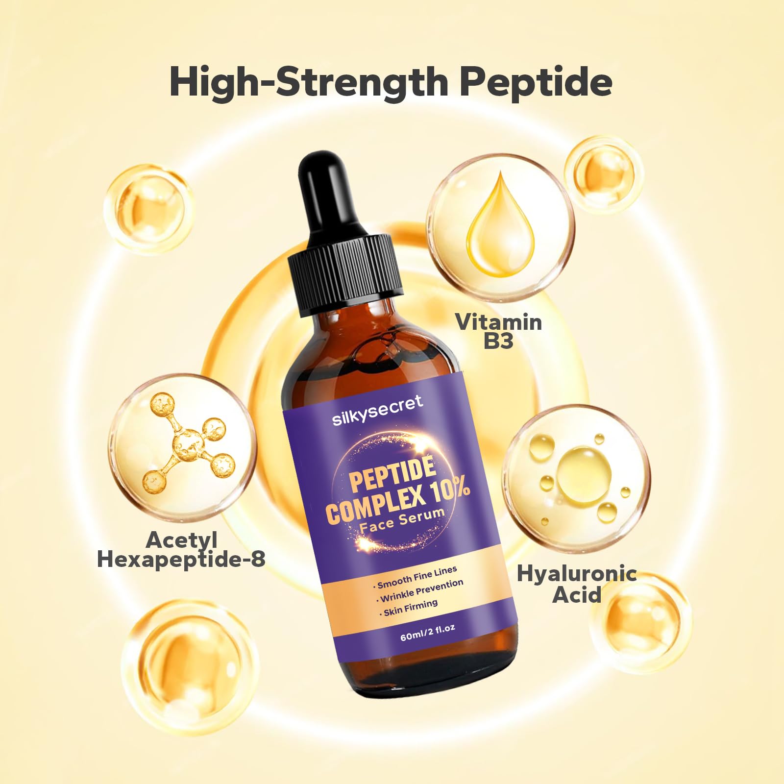 **10% Peptide Serum (2 Fl Oz) – Collagen Boosting, Hyaluronic Acid & Niacinamide Face Serum – Anti-Aging, Hydrating & Wrinkle-Reducing for Youthful Skin – Perfect for Daily Skincare Routine & Nighttime Use**