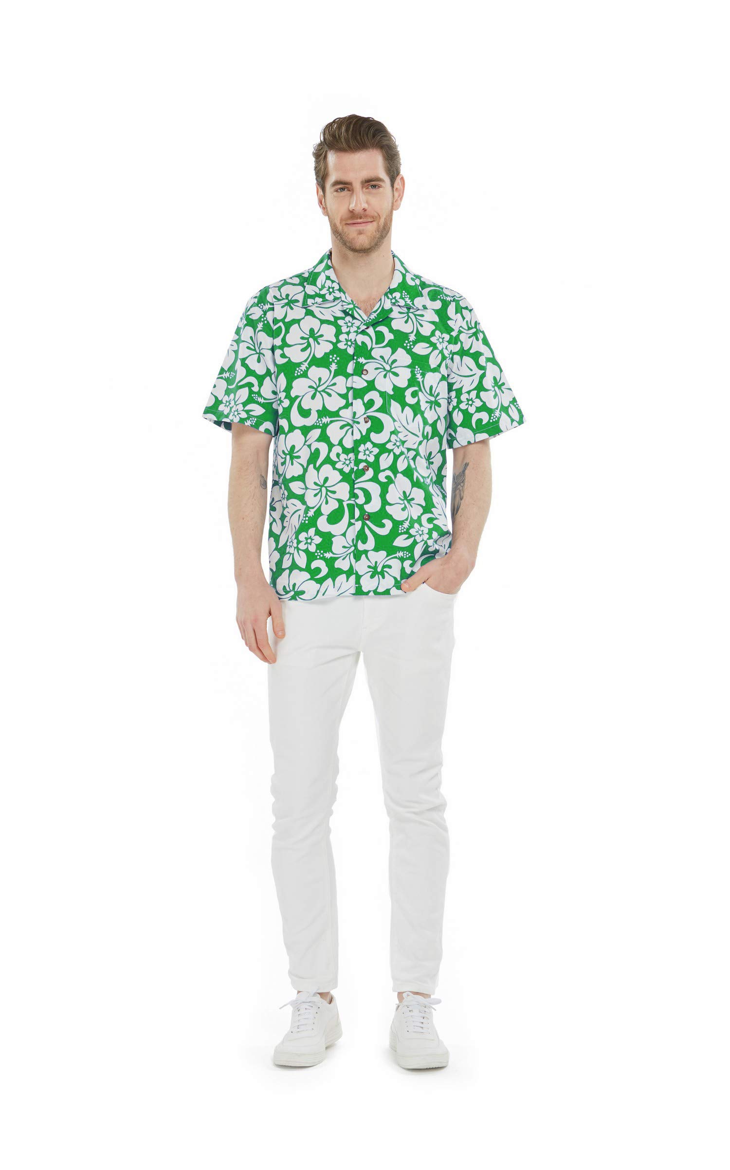 Vintage Hawaiian Luau Matching Father Daughter Shirts - Classic Hibiscus Print Aloha Shirts for Dance Party & Family Vacation