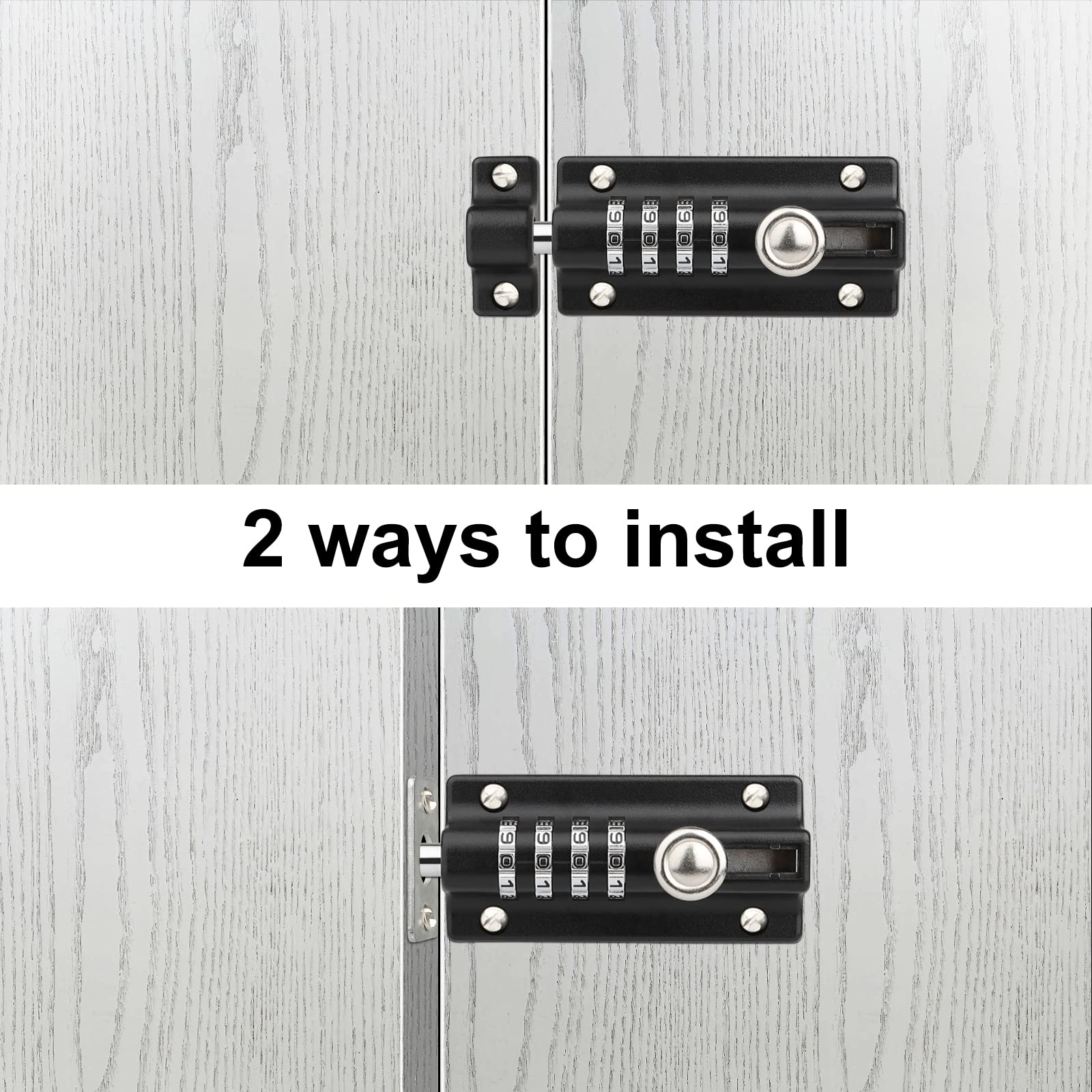 Spopal 4-Digit Combination Backyard Door Lock - 120mm Weatherproof Keyless Gate Lock, Resettable Solid Zinc Alloy Bolt Lock for Wooden Fence & Outdoor Shed | Secure Your Garden, Patio & Storage Areas