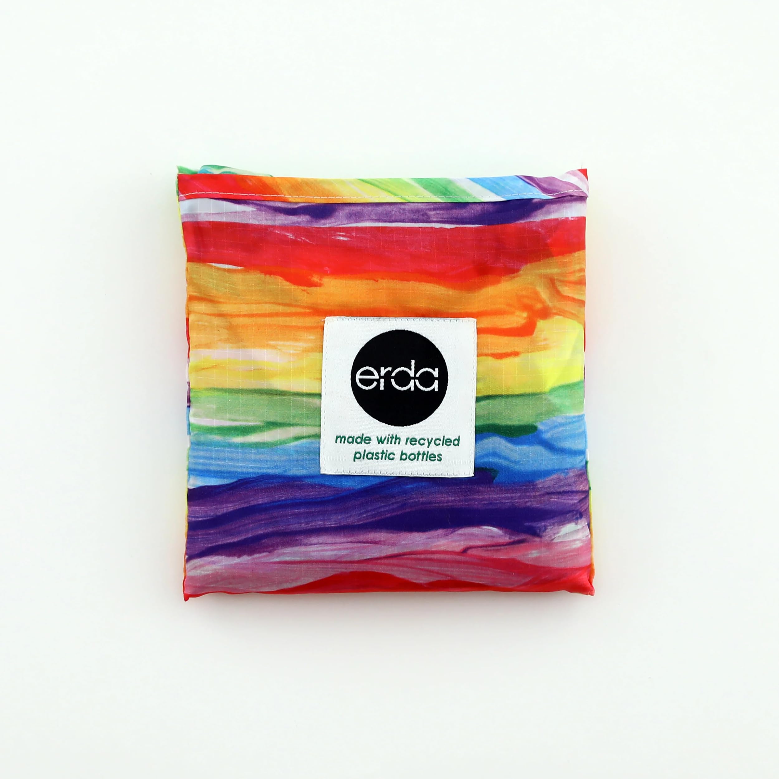 Eco-Friendly Sand-Free Beach Bag Made from Recycled Plastic Bottles - Watercolor Rainbow Print for Travel, Swimming, and Outdoor Adventures