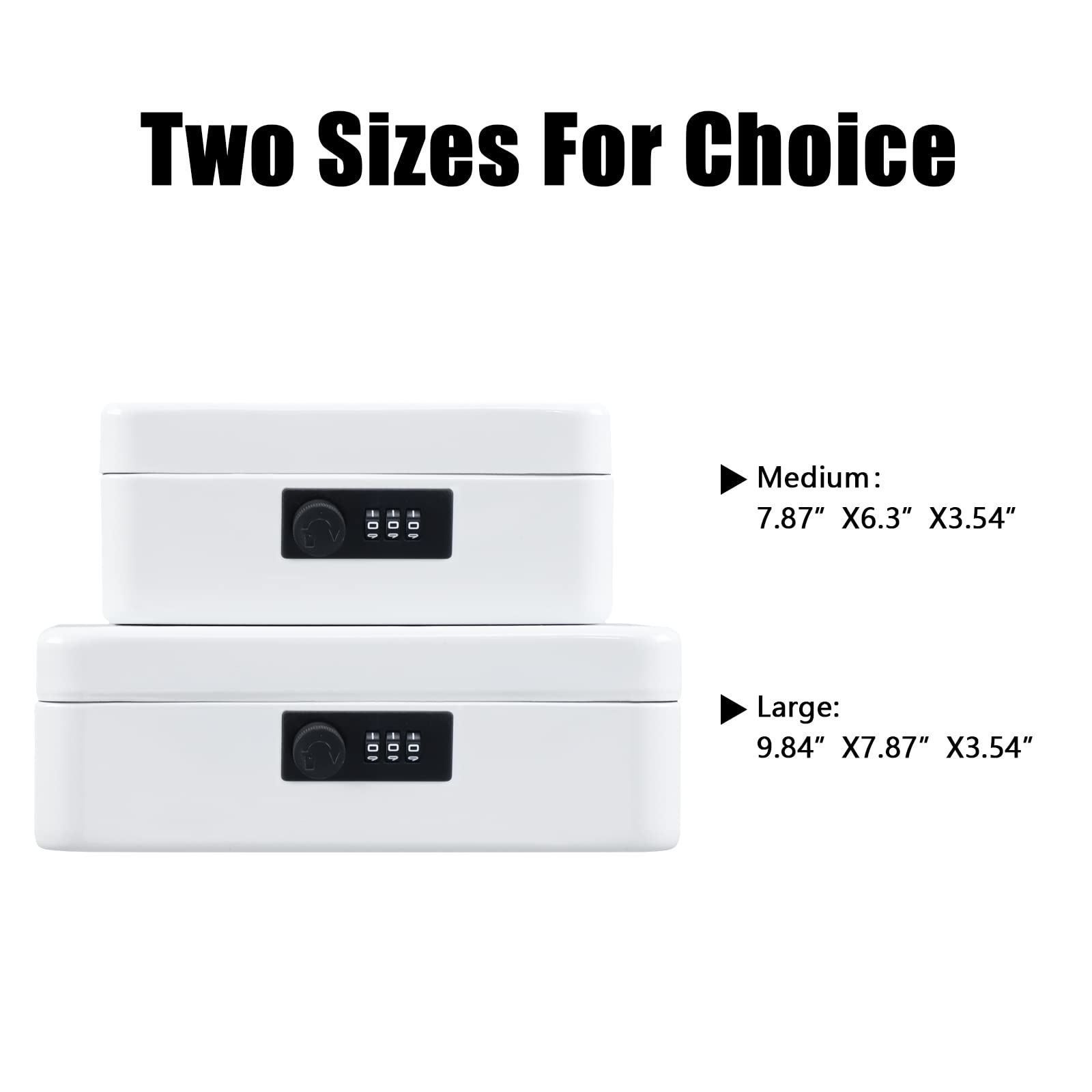 KYODOLED Medium Cash Box with Combination Lock - Secure Metal Money Storage Safe Box with Removable Tray (7.87x6.30x3.54 Inches, White) - Ideal for Home, Office, Retail Stores & Small Business Cash Management