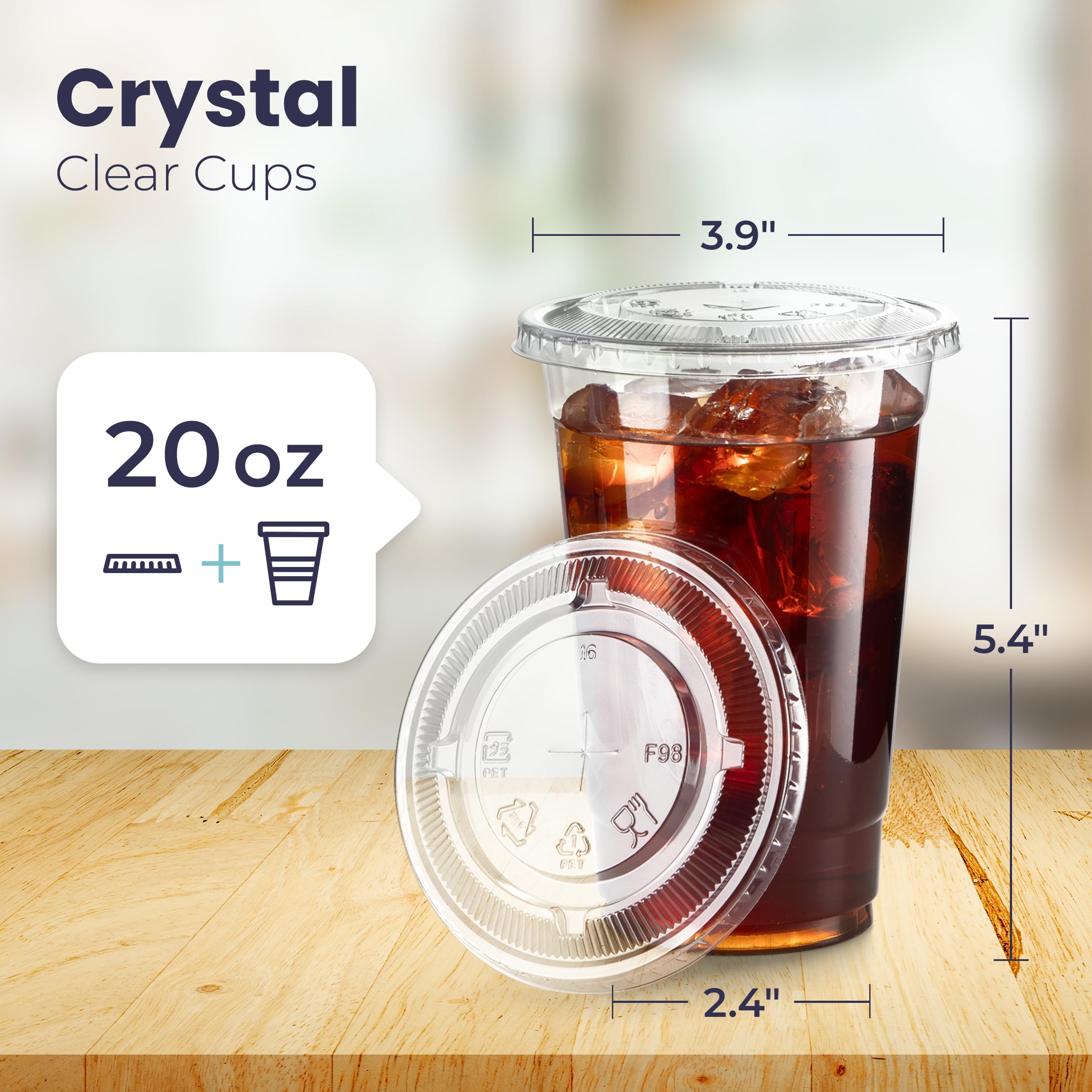 600 Pack 20 oz Clear Plastic Cups with Flat Lids - BPA Free Disposable Iced Coffee Cups & Smoothie Cups for Party, Lemonade Stand, Cold Drinks, Juice, Milkshake | Perfect for Meal Prep, Coffee Shops, and Summer Beverages