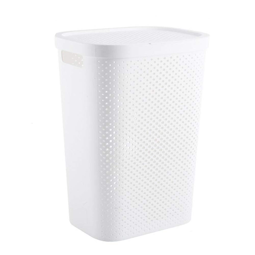 White Dirty Laundry Hamper with Lid - 3-Section Clothes Sorter Basket for Bedroom, Bathroom & Closet Organization - Breathable Fabric Storage Bin for Dirty Clothes, Towels & Linens - Ideal for Home, Dorm & Apartment Use