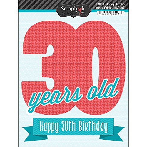 30th Birthday Jumbo Number 3D Cardstock Scrapbook Stickers (60497) - Perfect for DIY Scrapbooking, Photo Albums, Greeting Cards & Party Decorations