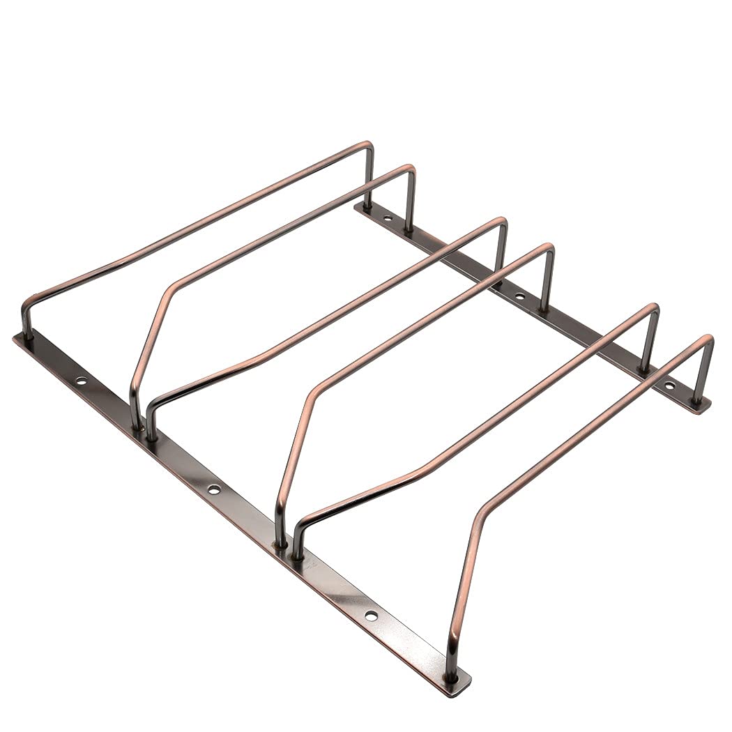Under Cabinet Wine Glass Rack - 3-Tier Stemware Holder for Bar & Kitchen | Space-Saving Metal Organizer with Red Copper Finish (1 Pack) | Perfect for Storing Wine, Champagne & Cocktail Glasses Under Shelves or Countertops